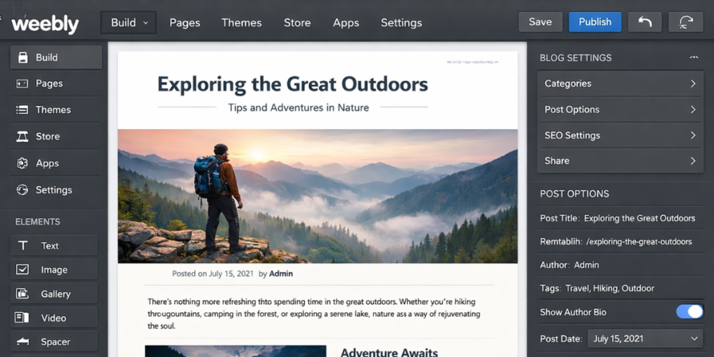 Weebly free blog template design example