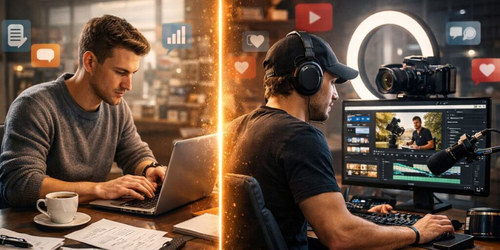 what is the difference between blog and vlog​